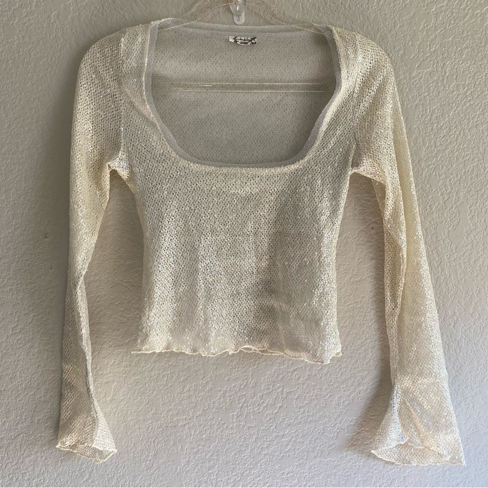 NEW Free People Late Night Disco Layering Top in Snowing